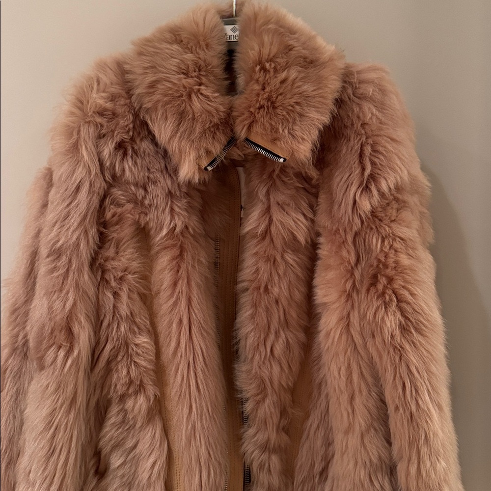 COACH 1941 LAMB SHEARLING LEATHER COAT WITH STITCHED LEATHER FRONT DETAIL SIZE 4
